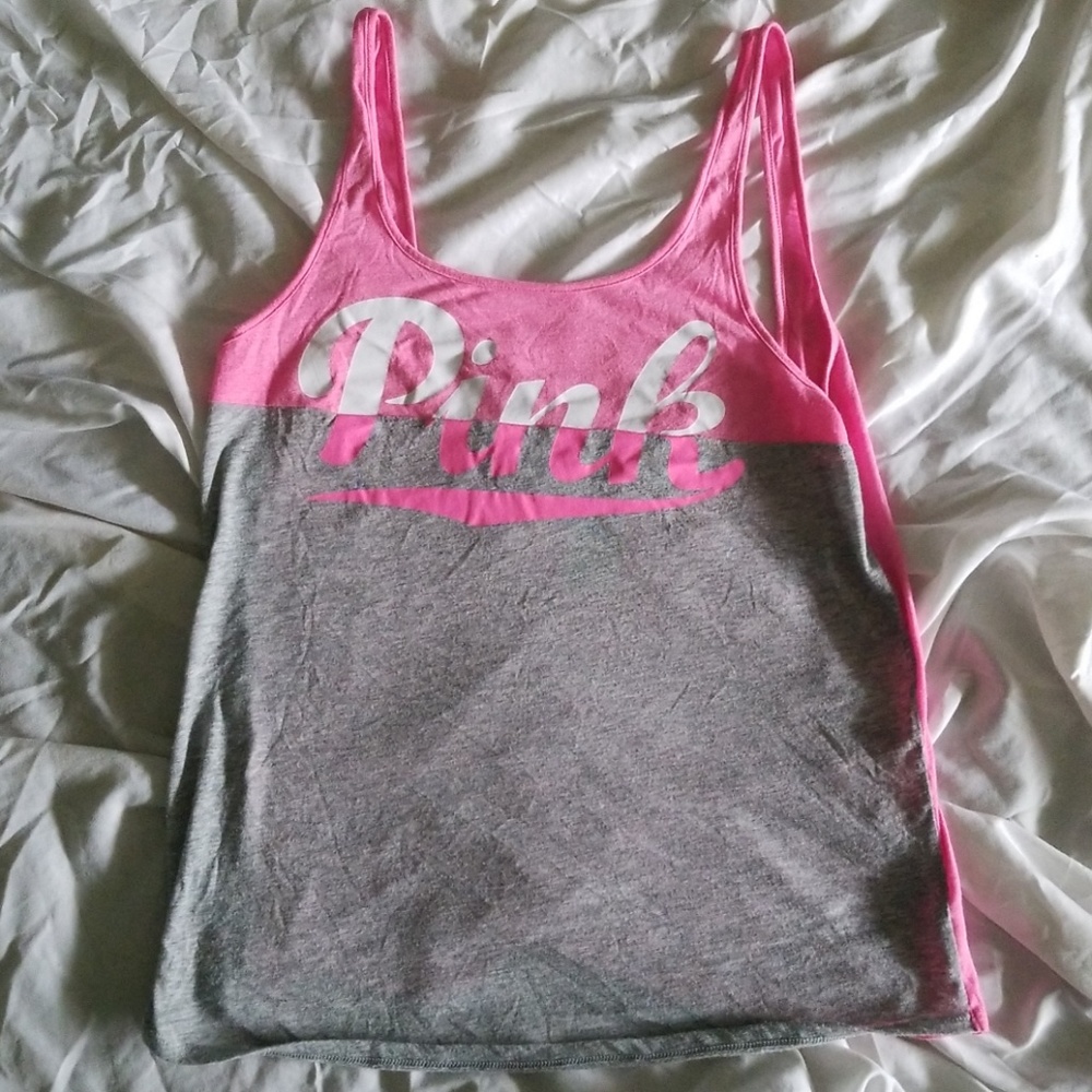 PINK VS Open Back Color Block Tank Top